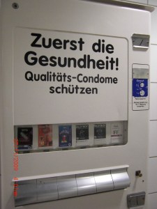 when I went to the toilet to wash-up, this was what I saw - vending machine selling condom! woots